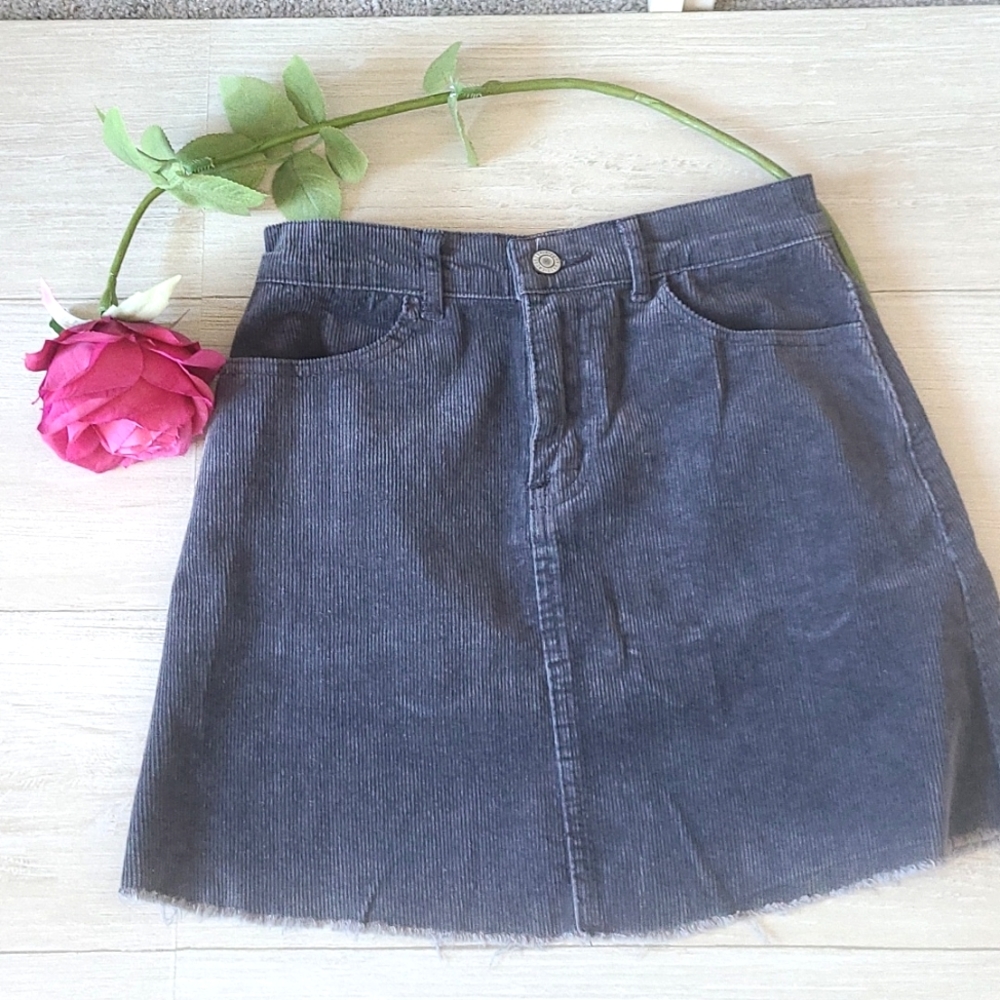 Dark Gray Corduroy Mini Skirt